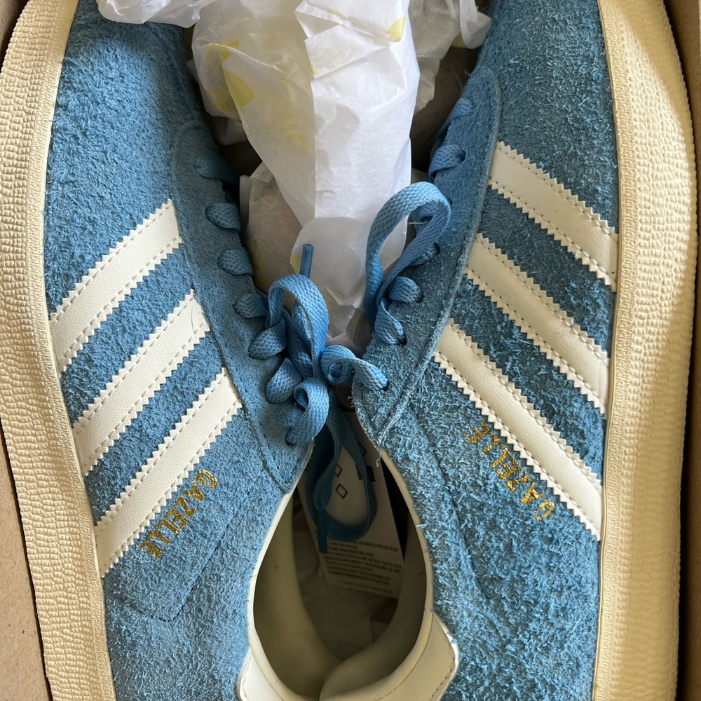 Adidas Blue and White Gazelle Sneakers